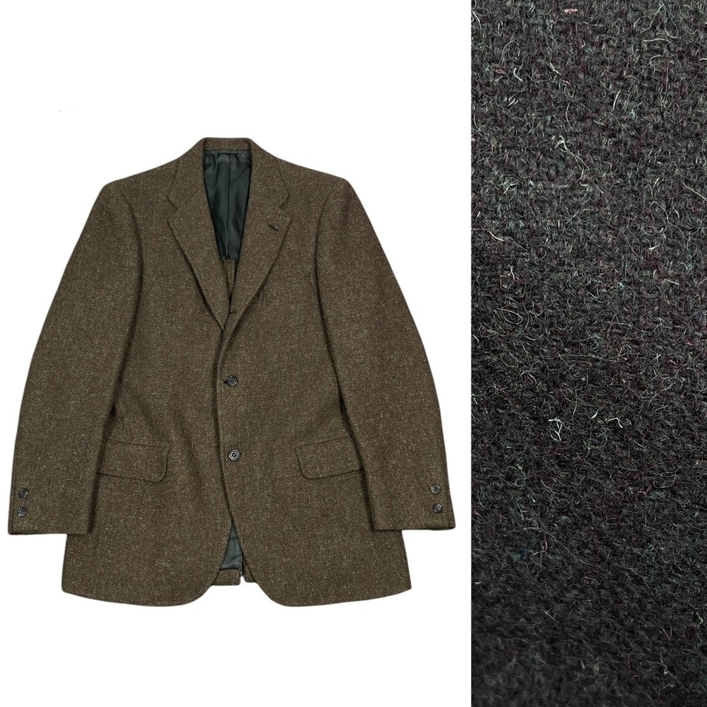 1960s Bunce Brothers Mens 38R Green Tweed Wool Two Button Blazer Cleveland Ohio